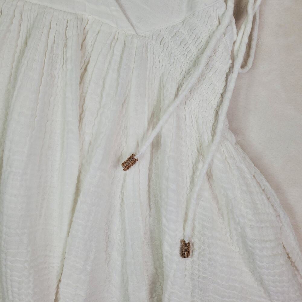 Free People Palmira Mini Dress Womens Ivory V Neck Short Cutout Tassel Lined Med - Picture 5 of 14